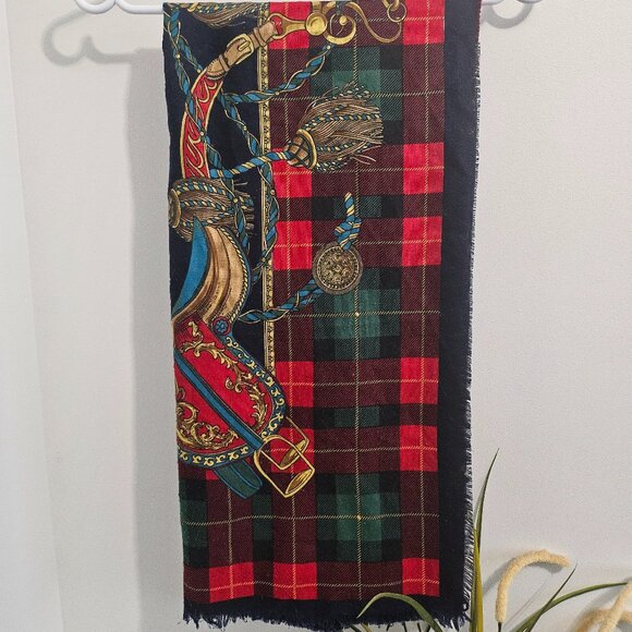 Magnifique foulard vintage à carreaux - Picture 1 of 6